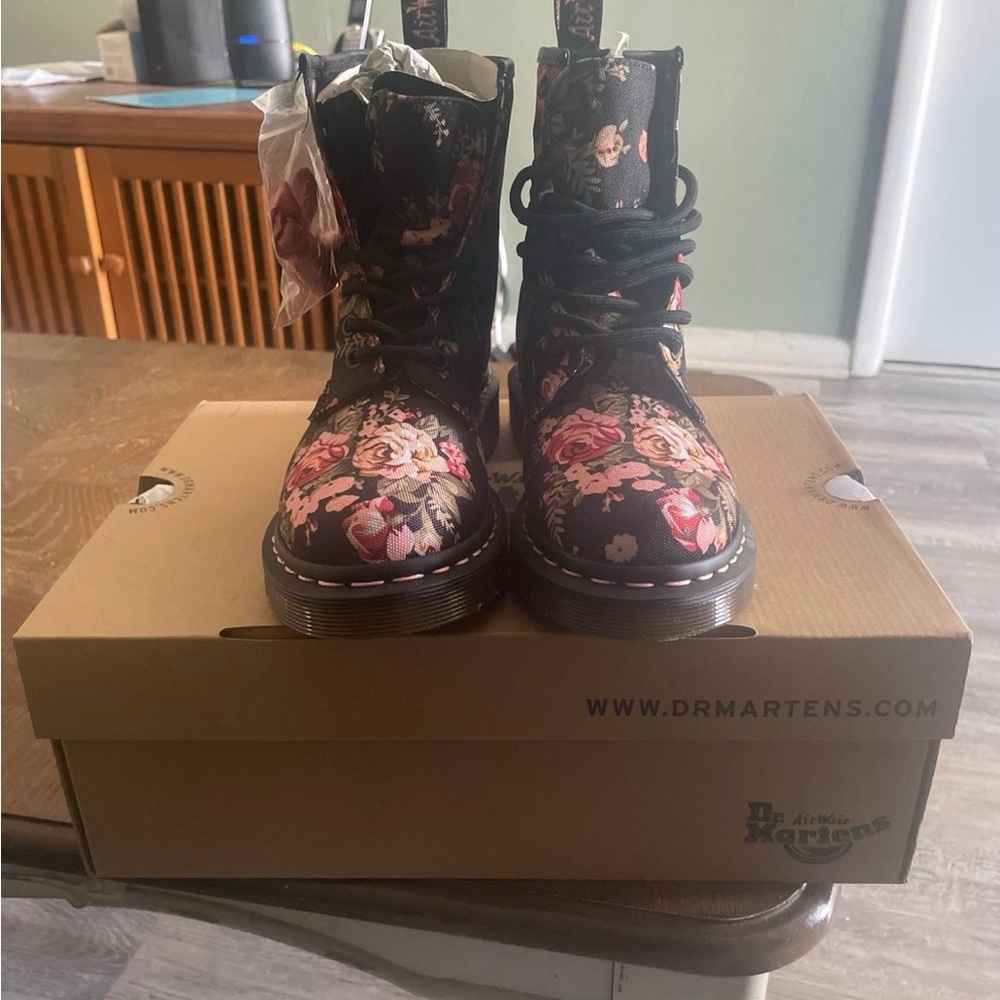 Dr. Martens Black Floral 1460 Boots